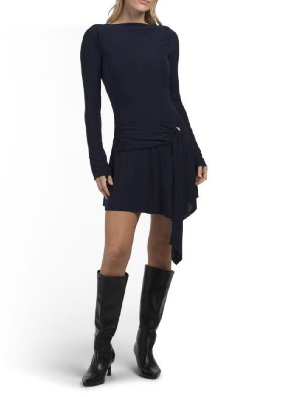 21 SAINTS Belted Long Sleeve Hardware Mini Dress
